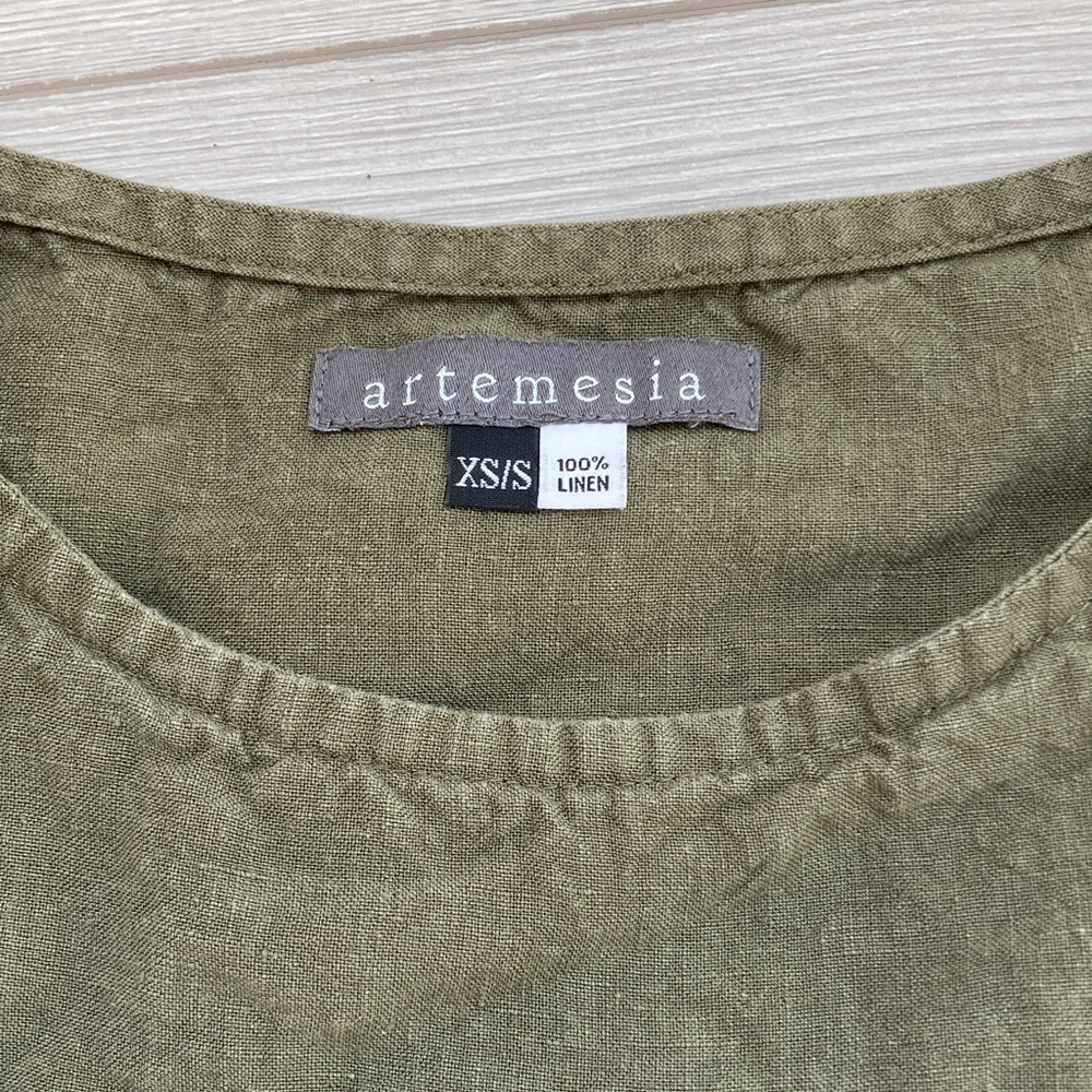 OLIVE linen top by Artemesia, S - Picture 9 of 11